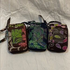 Lot of 3 Vera Bradley Colorful Patterned smartphone Wristlet organizers